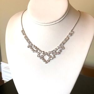 Vintage Deco Silver Crystal Bridal Necklace